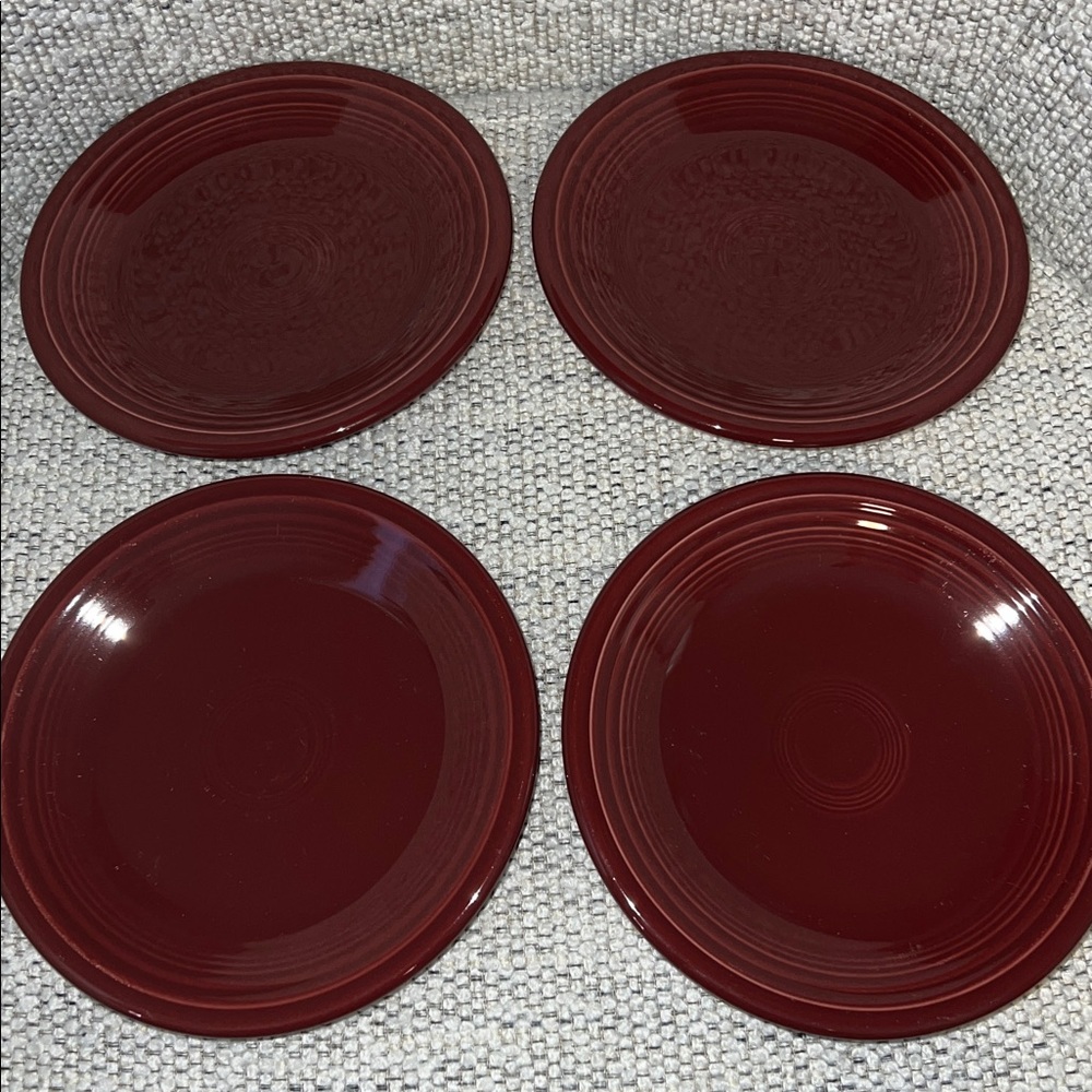 Fiesta Claret 7-inch Salad Plates, set of 4 plates, Retired color